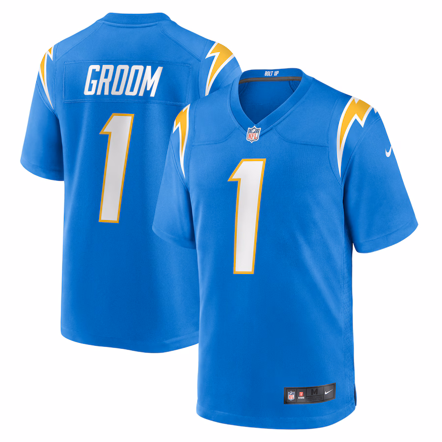 Men's Los Angeles Chargers Number 1 Groom Nike Powder Blue Game Jersey - Puhuasuan