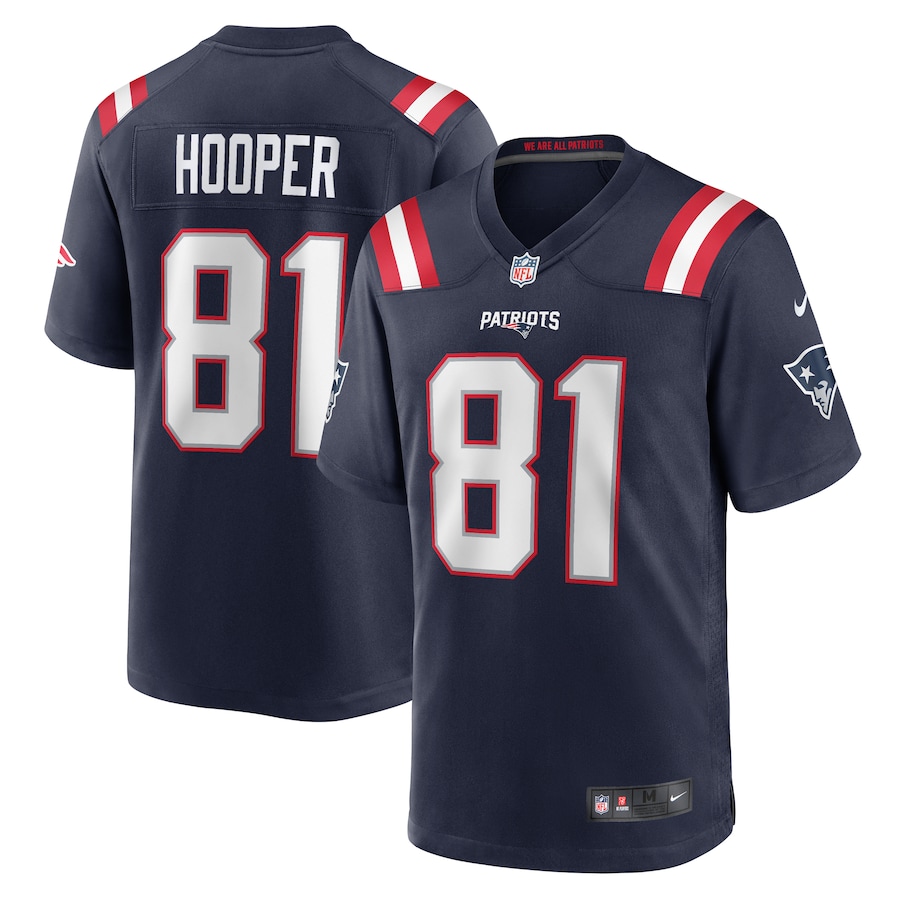 Men's New England Patriots Austin Hooper Nike Navy Game Jersey - Puhuasuan
