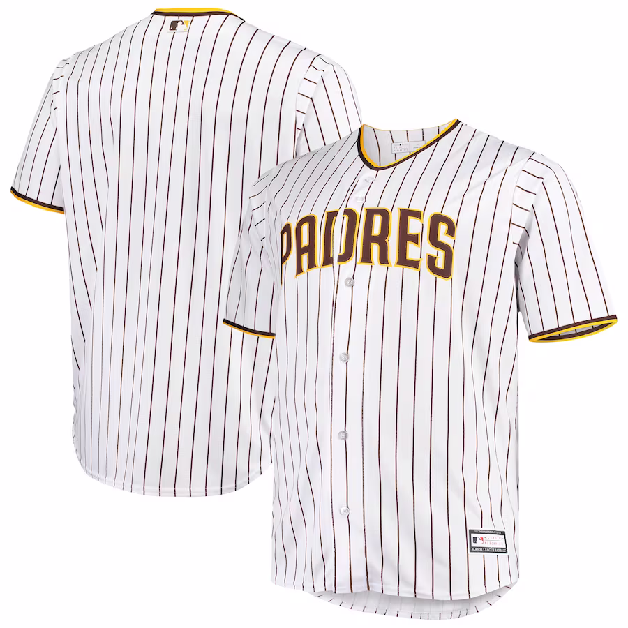 Men's San Diego Padres White/Brown Big & Tall Home Replica Team Jersey - Puhuasuan