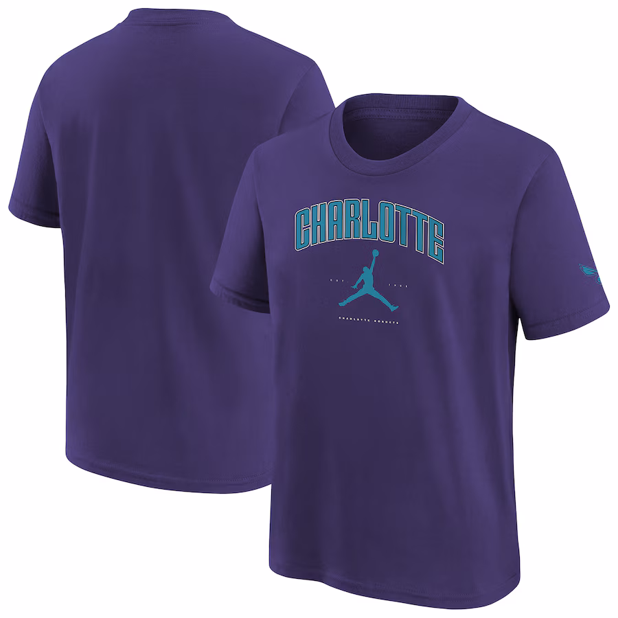 Youth Charlotte Hornets Jordan Brand Purple Essential Cities T-Shirt - Puhuasuan