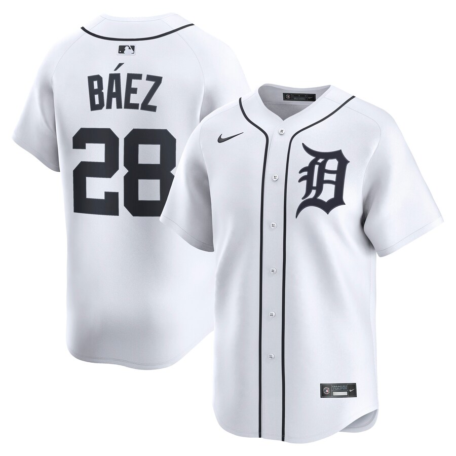 Men's Detroit Tigers Javier Báez Nike White Home Limited Player Jersey - Puhuasuan