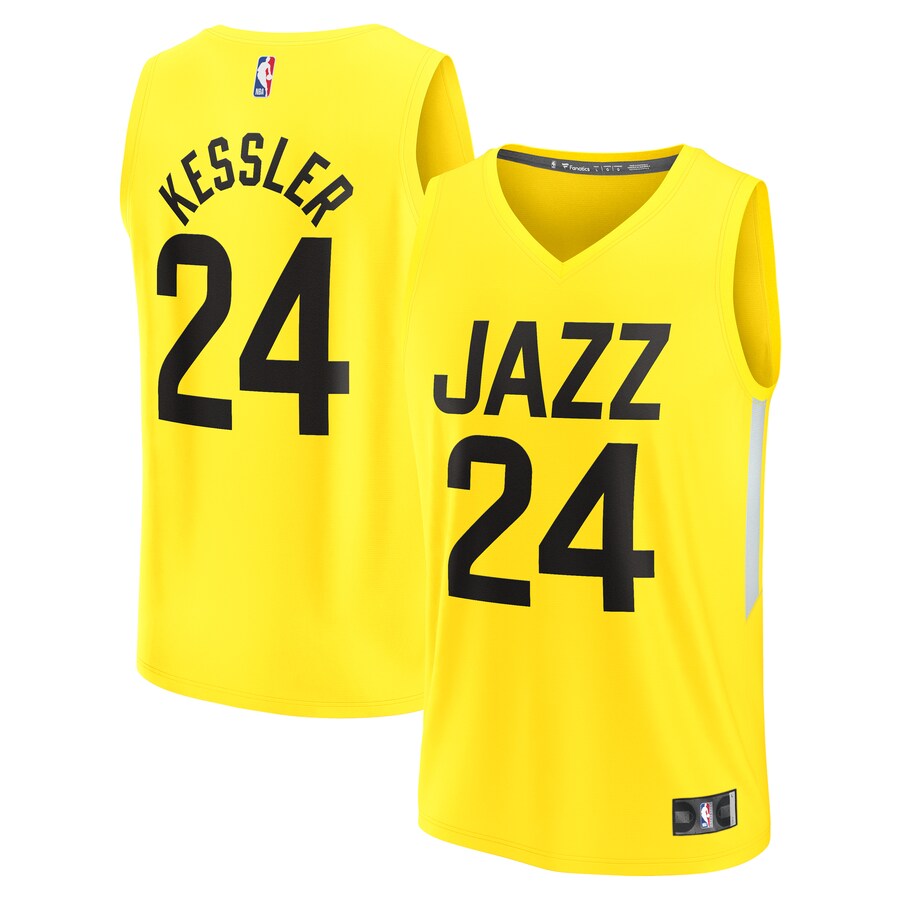Youth Utah Jazz Walker Kessler Fanatics Yellow Fast Break Player Jersey - Icon Edition - Puhuasuan