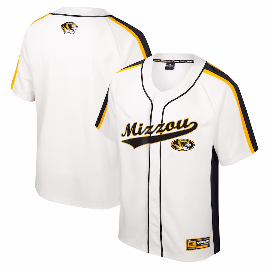 Missouri Tigers Colosseum Ruth Button-Up Baseball Jersey - Cream - Puhuasuan