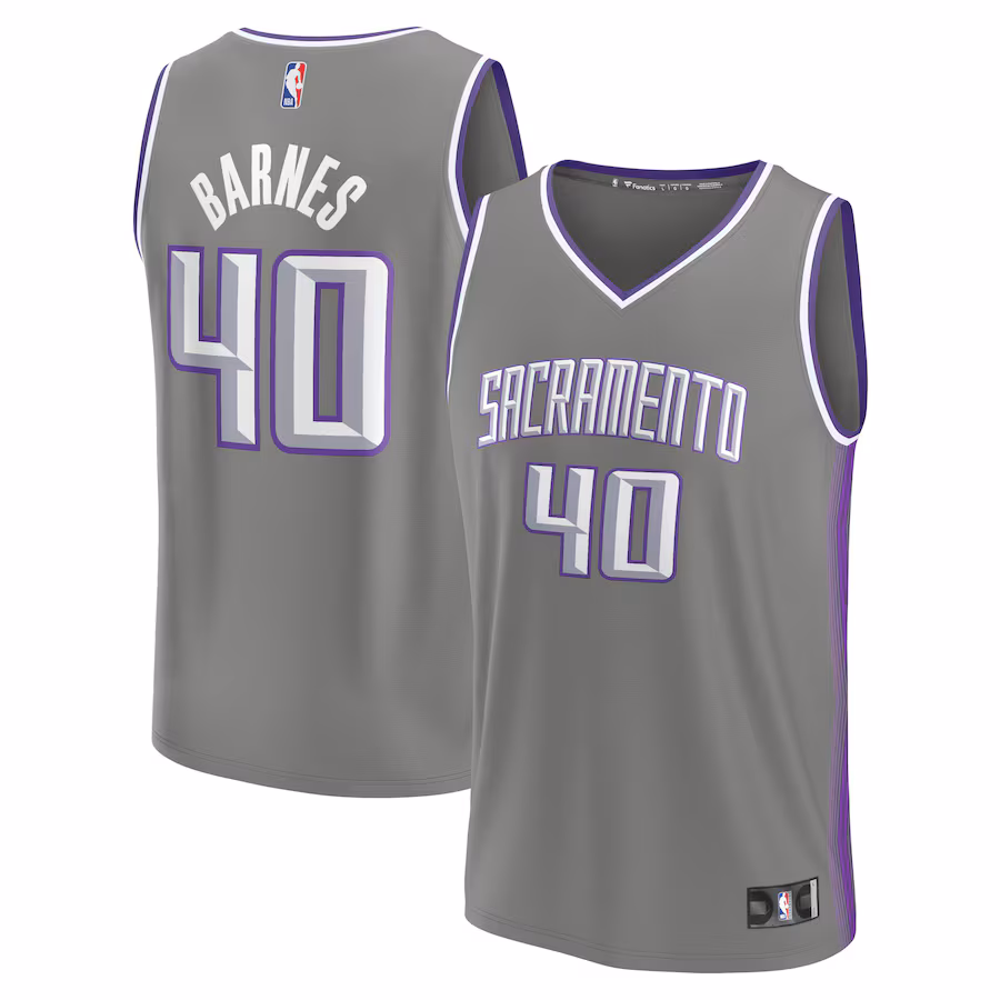 Men's Sacramento Kings Harrison Barnes Fanatics Gray Fastbreak Jersey - City Edition - Puhuasuan