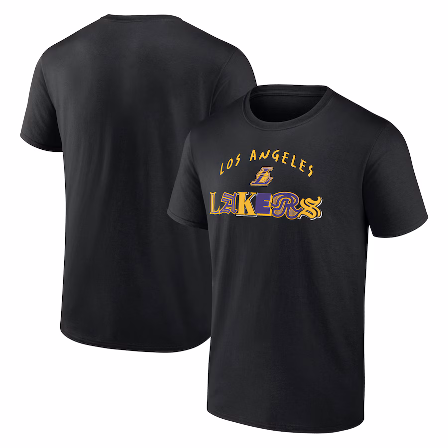 Men's Los Angeles Lakers  Black Graffiti Arch T-Shirt - Puhuasuan