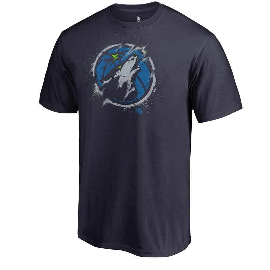 Men's Minnesota Timberwolves Navy Splatter Logo T-Shirt - Puhuasuan