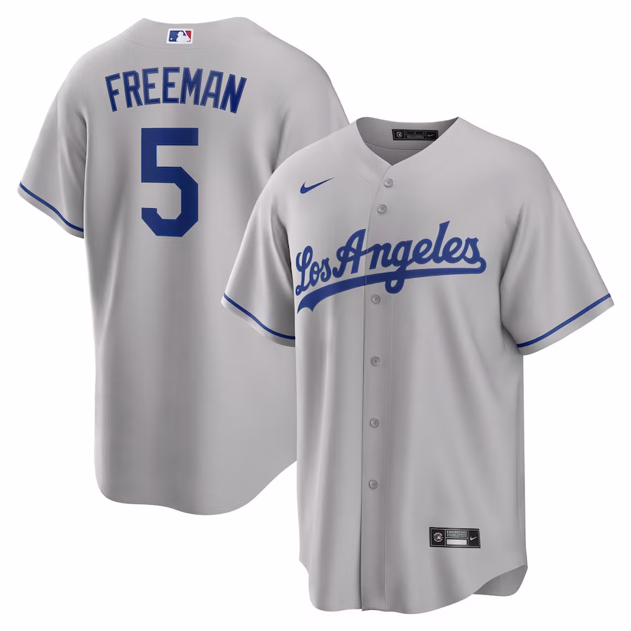 Men's Los Angeles Dodgers Freddie Freeman Nike Gray Road Replica Player Jersey - Puhuasuan