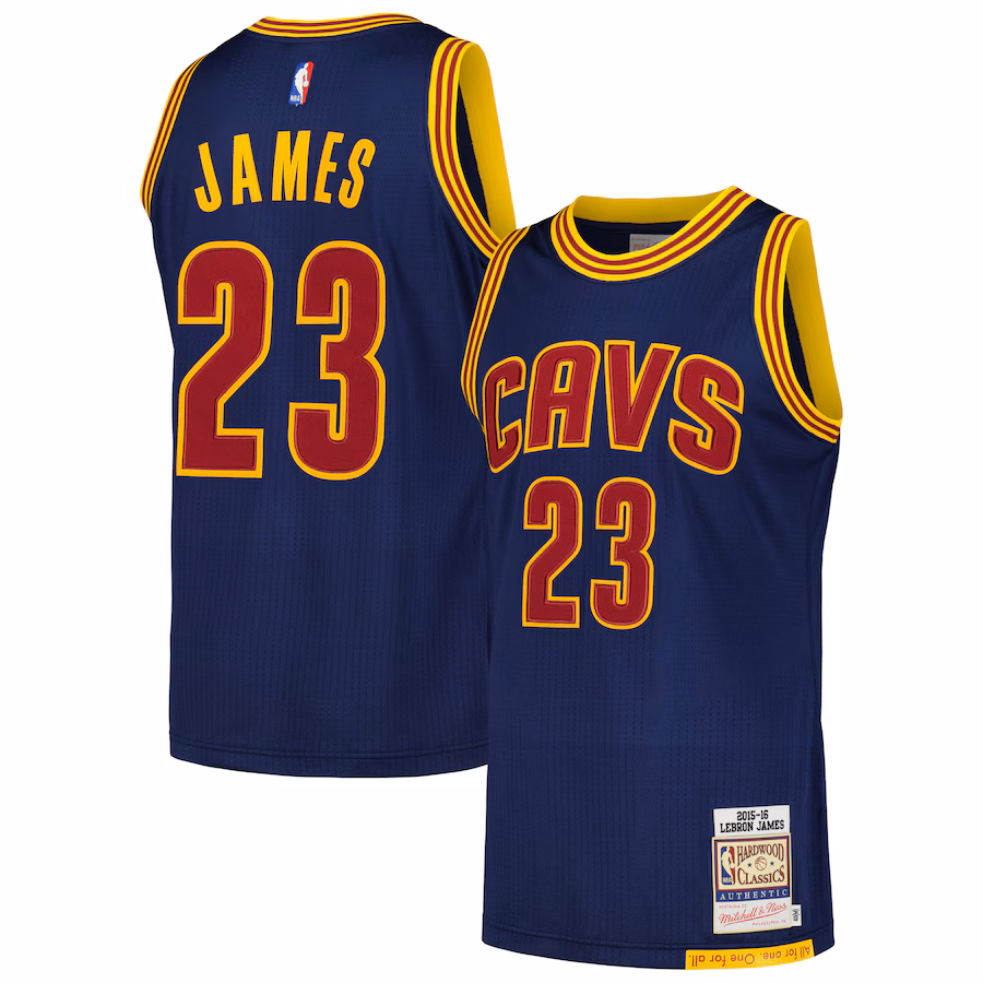 Men's Cleveland Cavaliers LeBron James Mitchell & Ness Navy 2015/16 Hardwood Classics Authentic Jersey - Puhuasuan