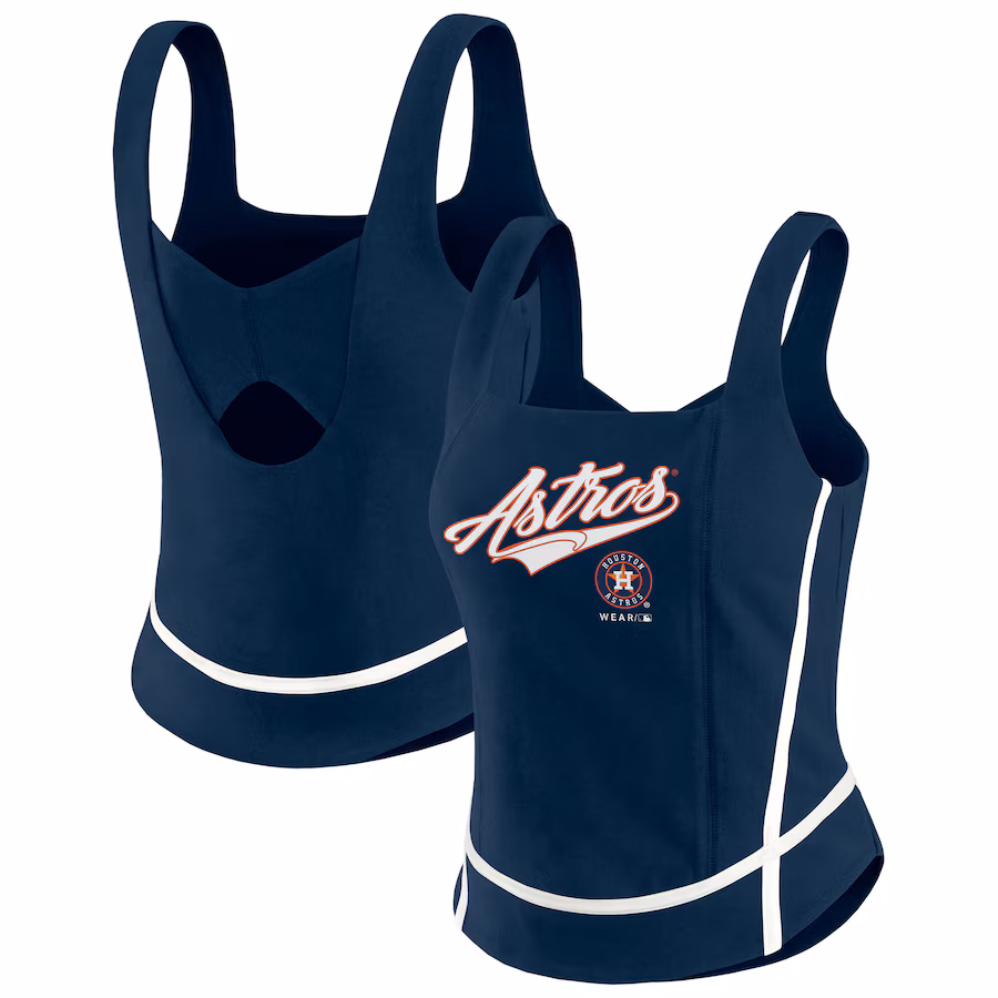 Women's Houston Astros WEAR by Erin Andrews Navy Square Neck Tank Top - Puhuasuan