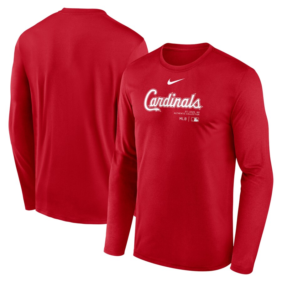 Men's St. Louis Cardinals Nike Red Authentic Collection Practice Performance Long Sleeve T-Shirt - Puhuasuan