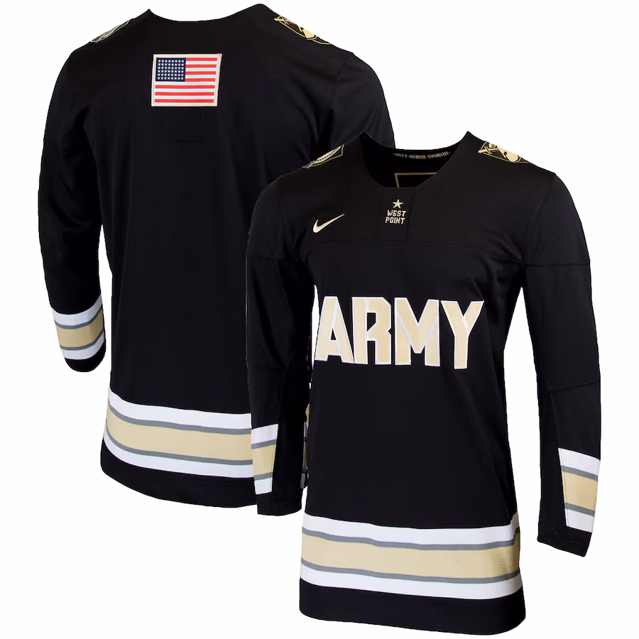 Men's Nike Black Army Black Knights Replica College Hockey Jersey - Puhuasuan
