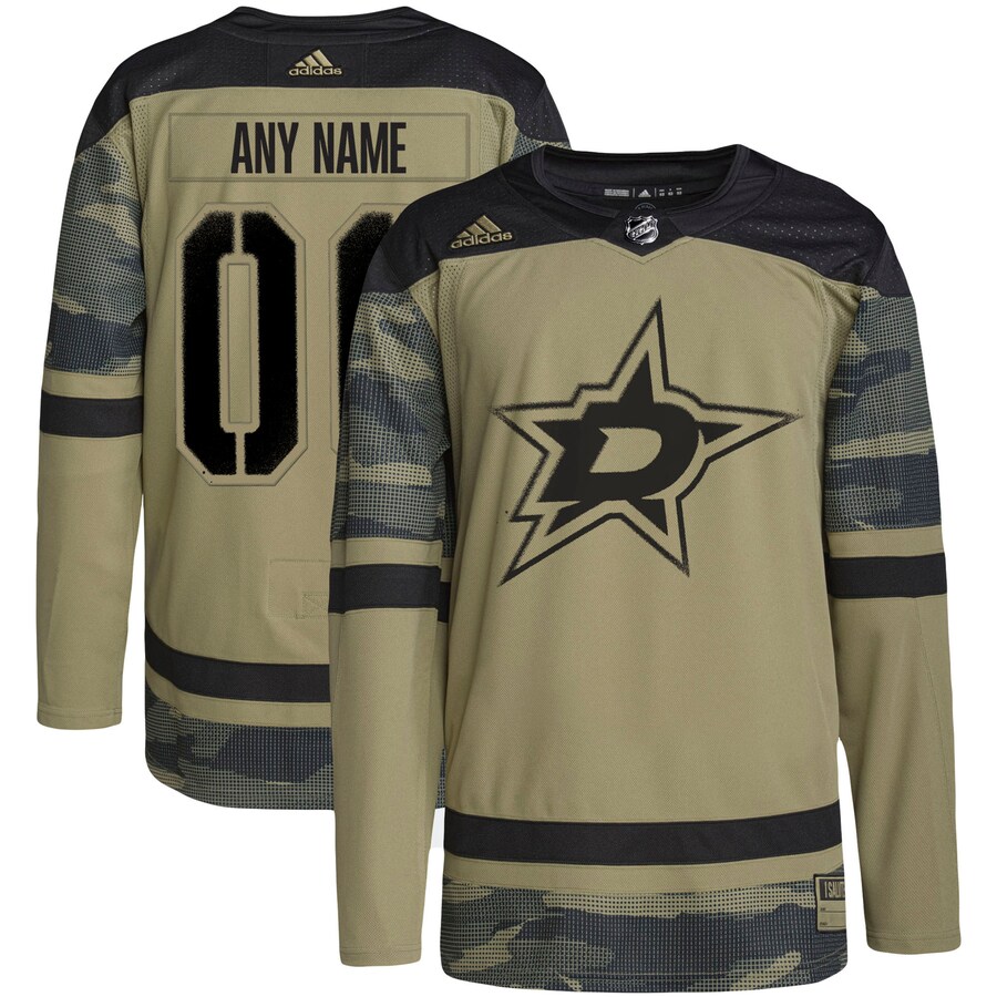 Men's Dallas Stars adidas Camo Military Appreciation Team Authentic Custom Practice Jersey - Puhuasuan