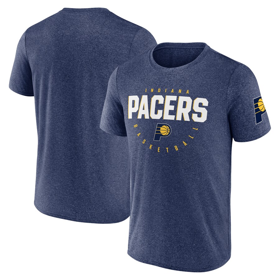 Men's Indiana Pacers Heather Navy Block Practice Performance T-Shirt - Puhuasuan