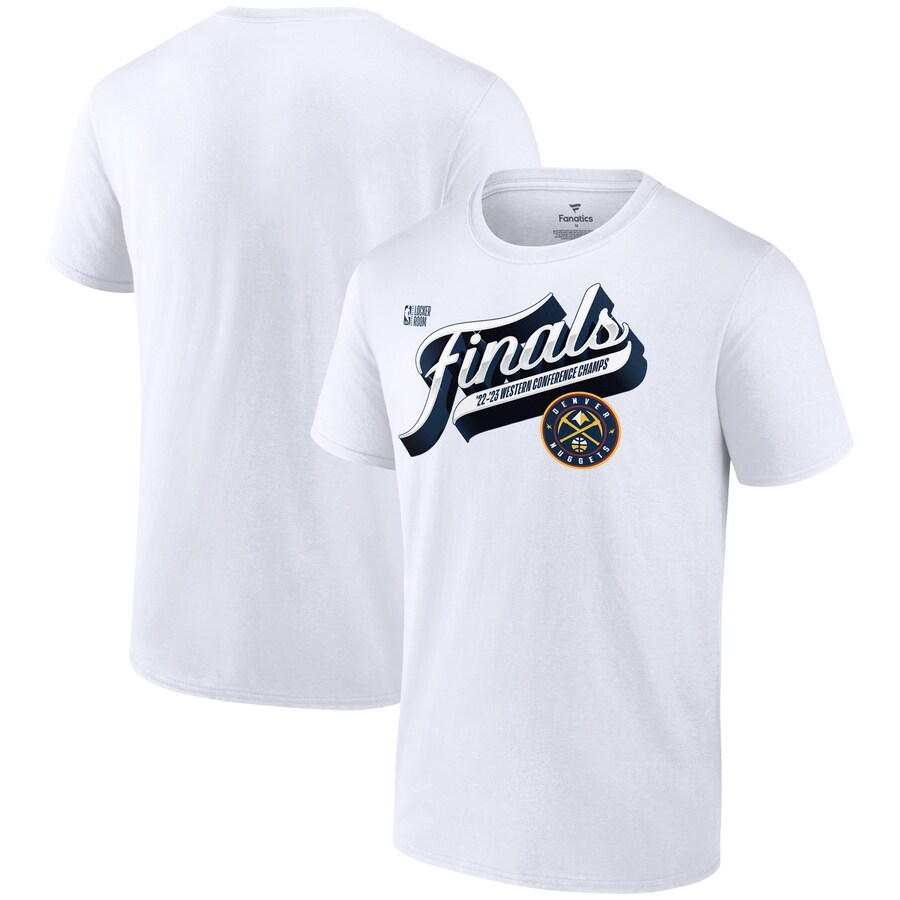 Men's Denver Nuggets  Fanatics White 2023 Western Conference Champions Locker Room Authentic T-Shirt - Puhuasuan