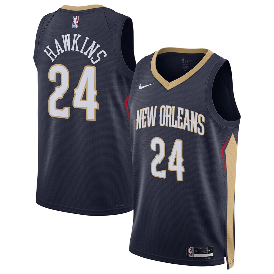 Unisex New Orleans Pelicans Jordan Hawkins Nike Navy Swingman Jersey - Icon Edition - Puhuasuan