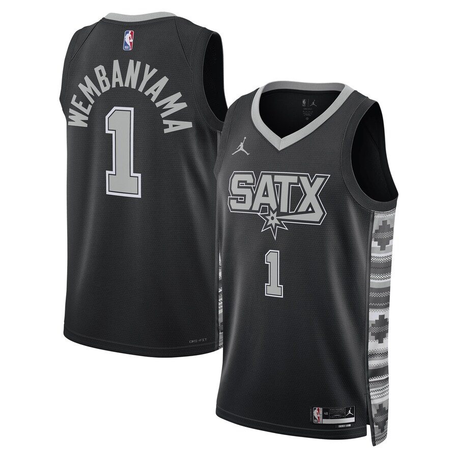 Unisex San Antonio Spurs Victor Wembanyama Jordan Brand Black Swingman Jersey - Statement Edition - Puhuasuan