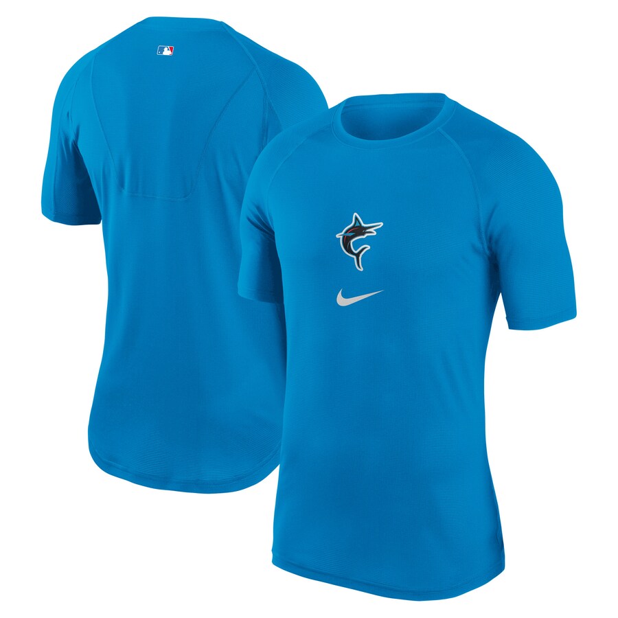 Men's Miami Marlins Nike Blue City Connect Performance Raglan Base Layer Top - Puhuasuan