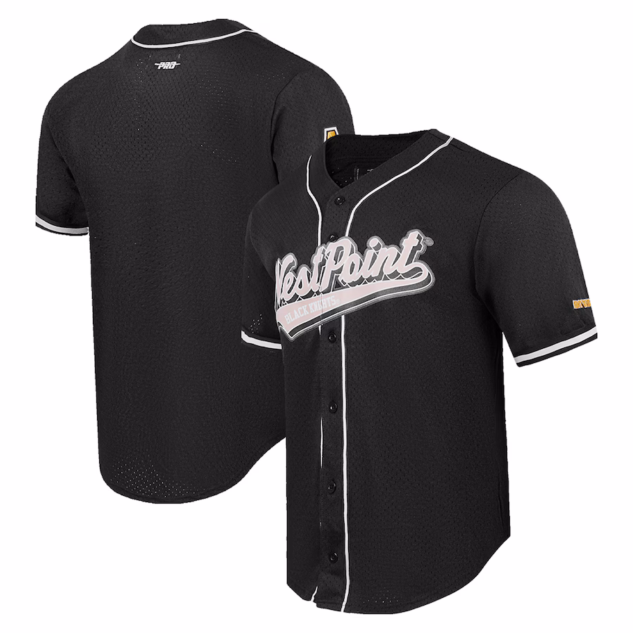 Men's Pro Standard Black Army Black Knights Mesh Full-Button Replica Baseball Jersey - Puhuasuan