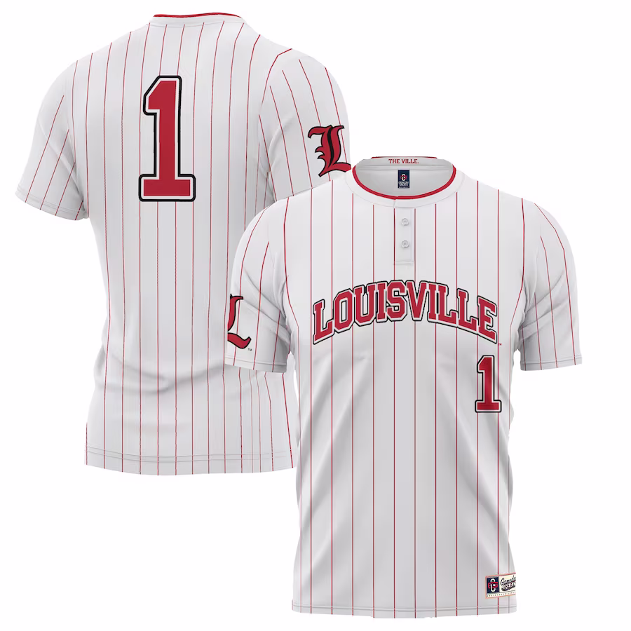 #1 Louisville Cardinals GameDay Greats Youth Lightweight Softball Jersey - White - Puhuasuan