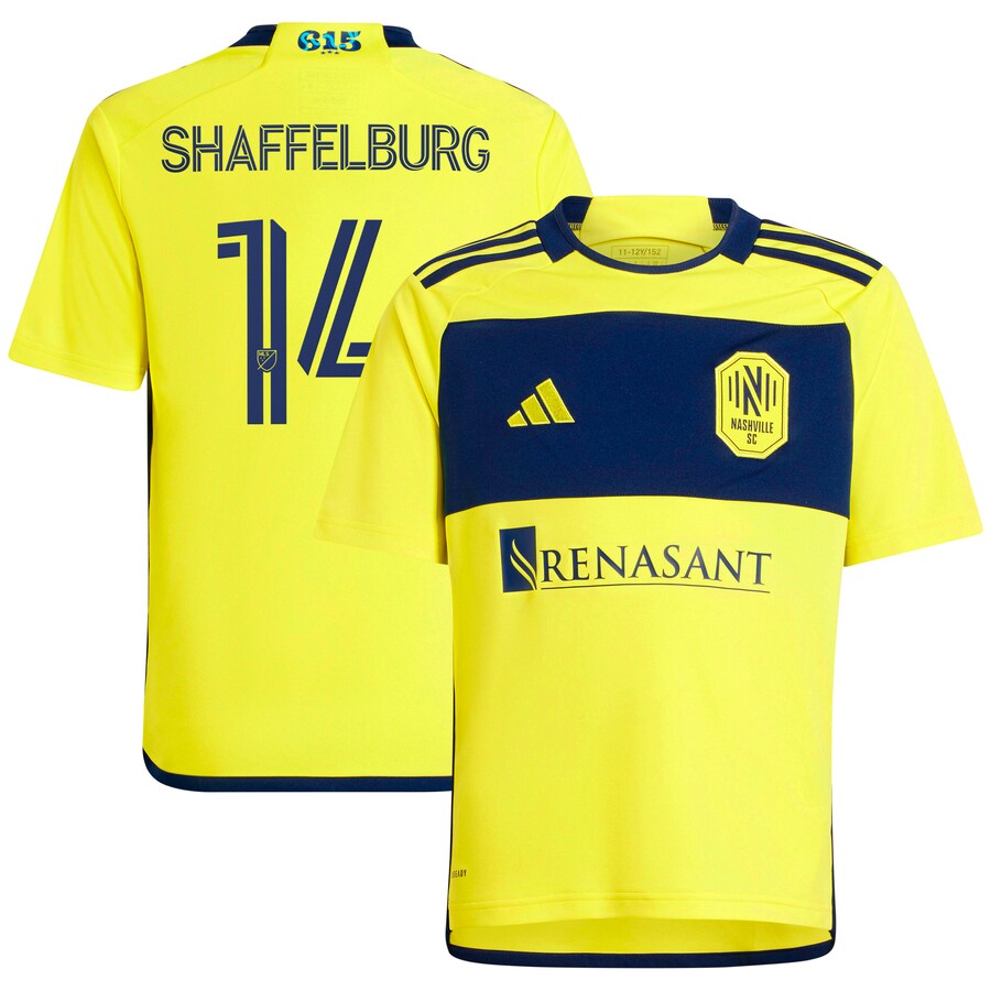 Youth Nashville SC Jacob Shaffelburg adidas Yellow 2024 The 615 Kit Replica Player Jersey - Puhuasuan
