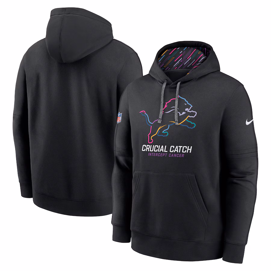 Men's Detroit Lions Nike Black 2024 NFL Crucial Catch Club Pullover Hoodie - Puhuasuan
