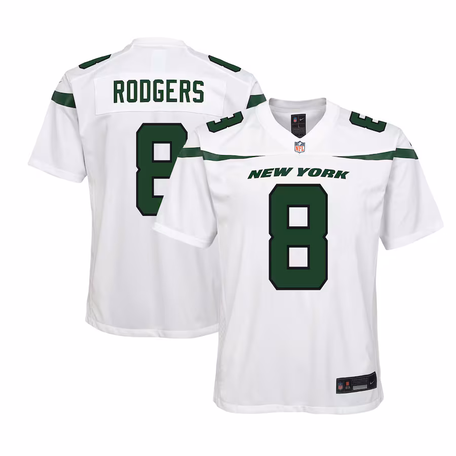 Youth New York Jets Aaron Rodgers Nike White Game Jersey - Puhuasuan