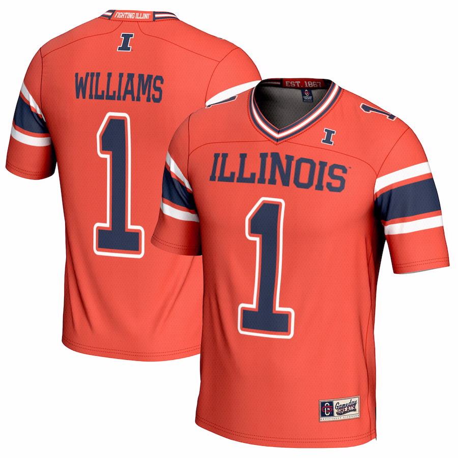 Isaiah Williams Illinois Fighting Illini GameDay Greats Youth NIL Player Football Jersey - Orange - Puhuasuan