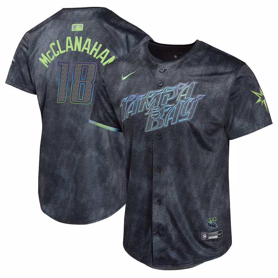 Youth Tampa Bay Rays Shane McClanahan Nike Charcoal 2024 City Connect Limited Player Jersey - Puhuasuan