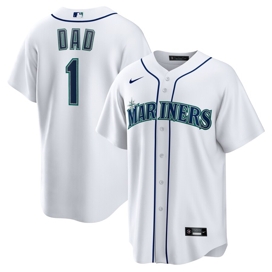 Men's Seattle Mariners Nike White #1 Dad Home Replica Jersey - Puhuasuan