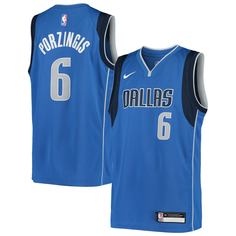 Youth Dallas Mavericks Kristaps Porzingis Nike Blue Swingman Jersey - Icon Edition - Puhuasuan