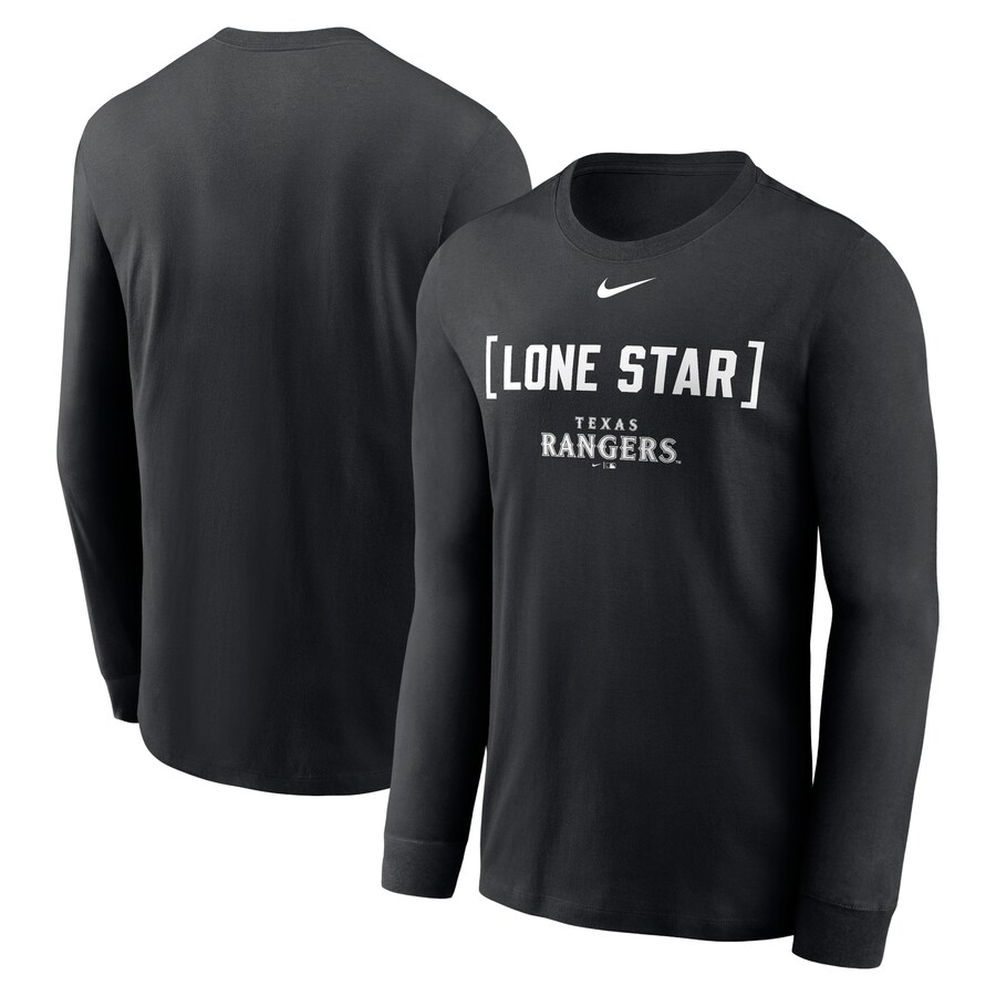 Men's Texas Rangers Nike Black Local Nickname Long Sleeve T-Shirt - Puhuasuan