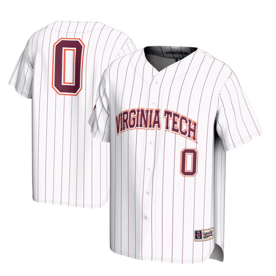 #0 Virginia Tech Hokies GameDay Greats Lightweight Baseball Fashion Jersey - White - Puhuasuan