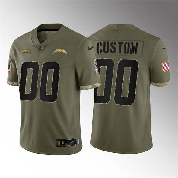 Men's Los Angeles Chargers ACTIVE PLAYER Custom 2022 Olive Salute To Service Limited Stitched Jersey - Puhuasuan