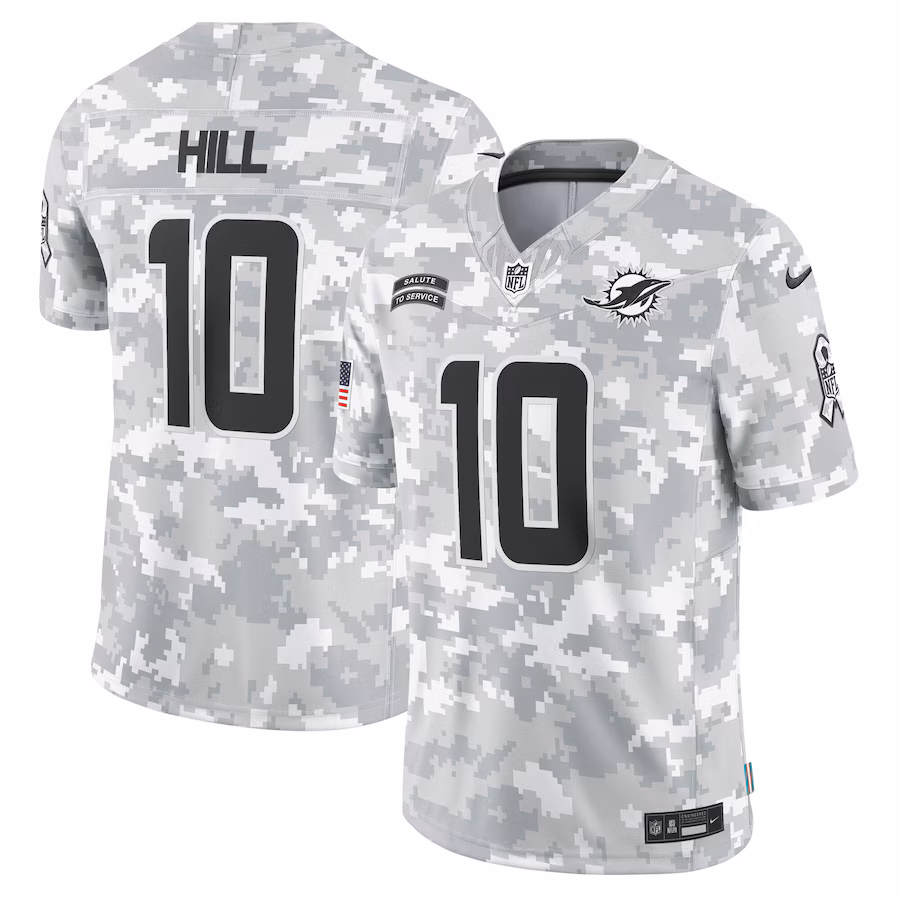 Men's Miami Dolphins Tyreek Hill Nike Arctic Camo 2024 Salute to Service Limited Jersey - Puhuasuan