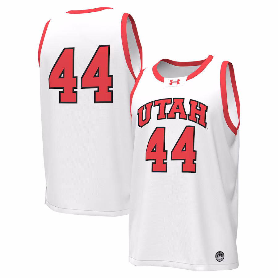 Men's Under Armour #44 White Utah Utes Replica Basketball Jersey - Puhuasuan