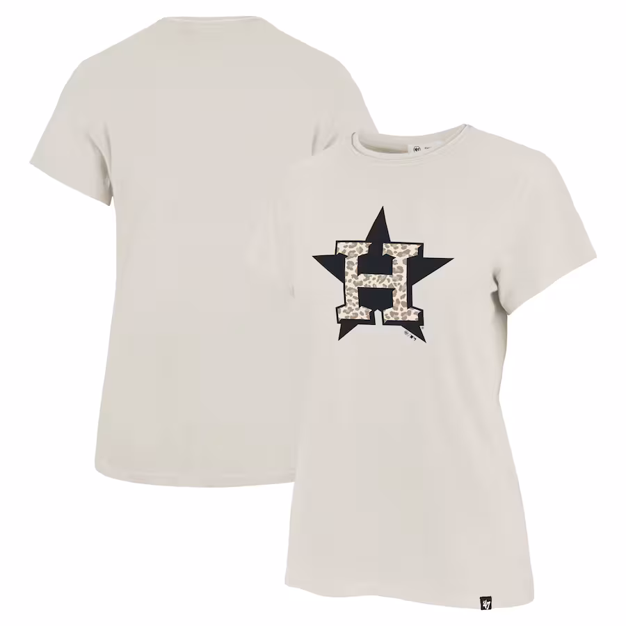 Women's Houston Astros '47 Oatmeal Panthera Frankie T-Shirt - Puhuasuan