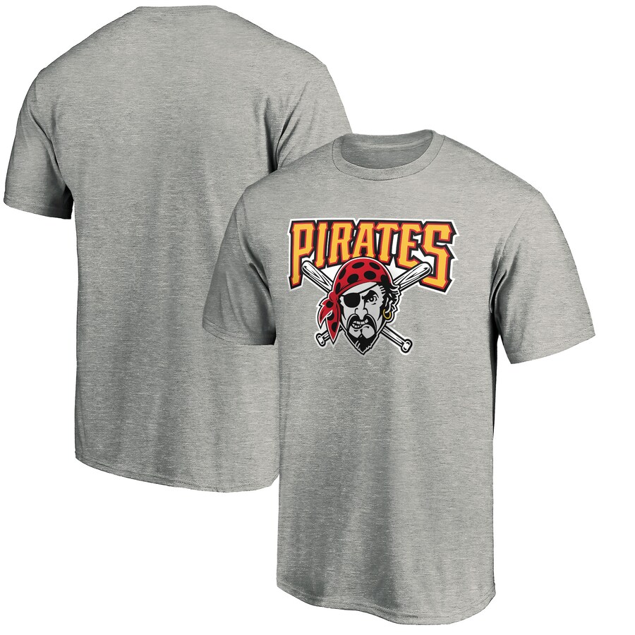 Men's Pittsburgh Pirates Heathered Gray Cooperstown Collection Huntington Logo T-Shirt - Puhuasuan