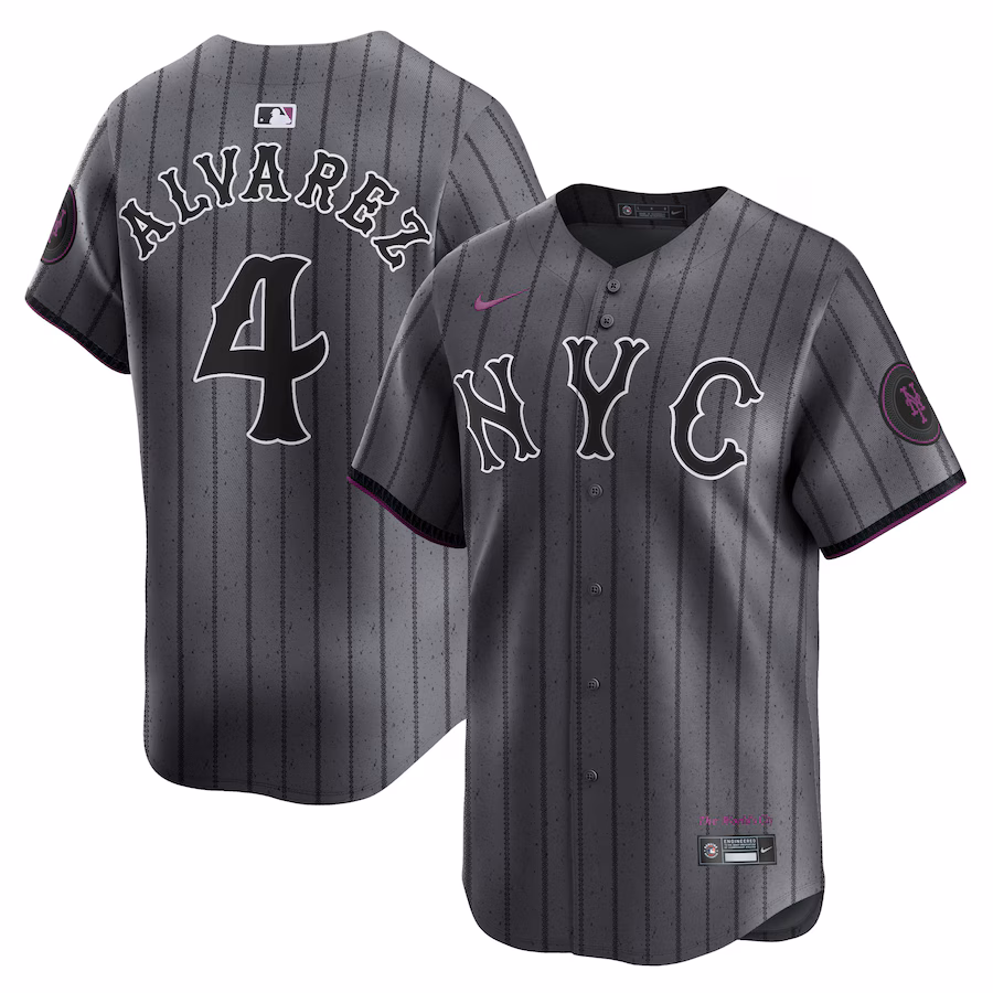 Men's New York Mets Francisco Alvarez Nike Graphite 2024 City Connect Limited Player Jersey - Puhuasuan