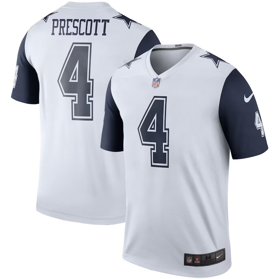 Men's Dallas Cowboys Dak Prescott Nike White Alternate Legend Player Performance Top - Puhuasuan