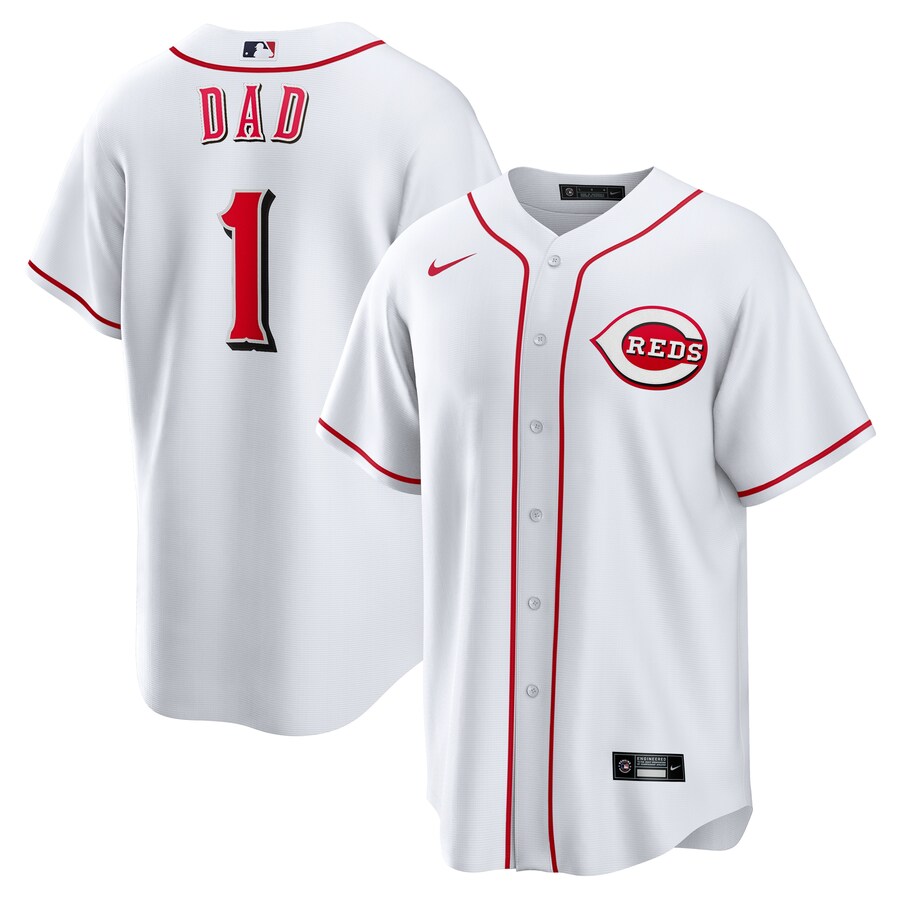 Men's Cincinnati Reds Nike White #1 Dad Home Replica Jersey - Puhuasuan
