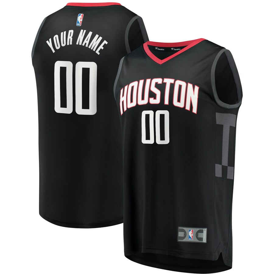 Youth Houston Rockets Fanatics Black Fast Break Custom Replica Jersey - Statement Edition - Puhuasuan