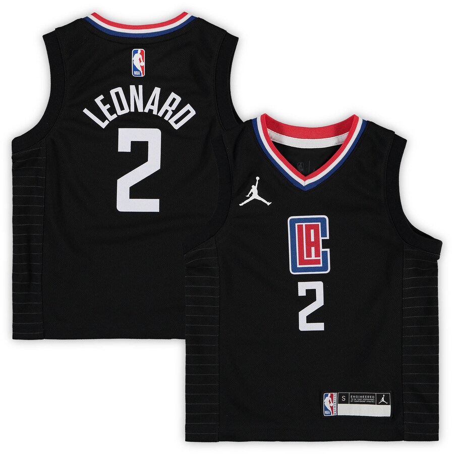 Preschool LA Clippers Kawhi Leonard Jordan Brand Black 2020/21 Fast Break Replica Jersey - Statement Edition - Puhuasuan