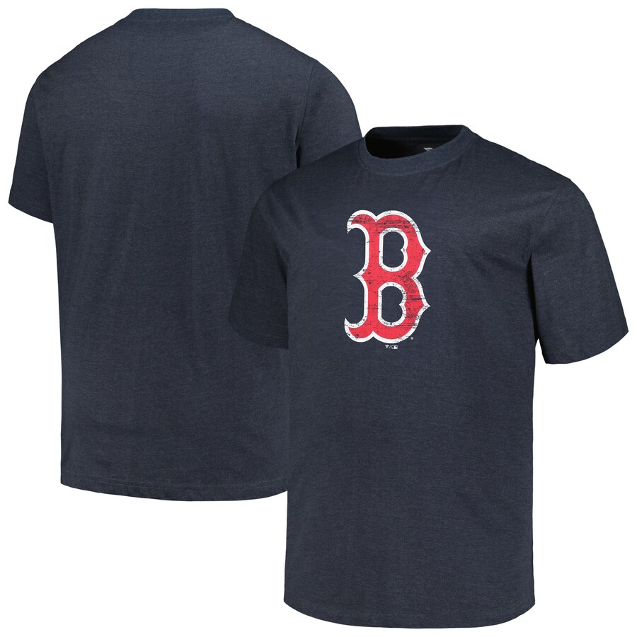 Men's Boston Red Sox Profile Heather Navy Big & Tall Weathered Logo T-Shirt - Puhuasuan