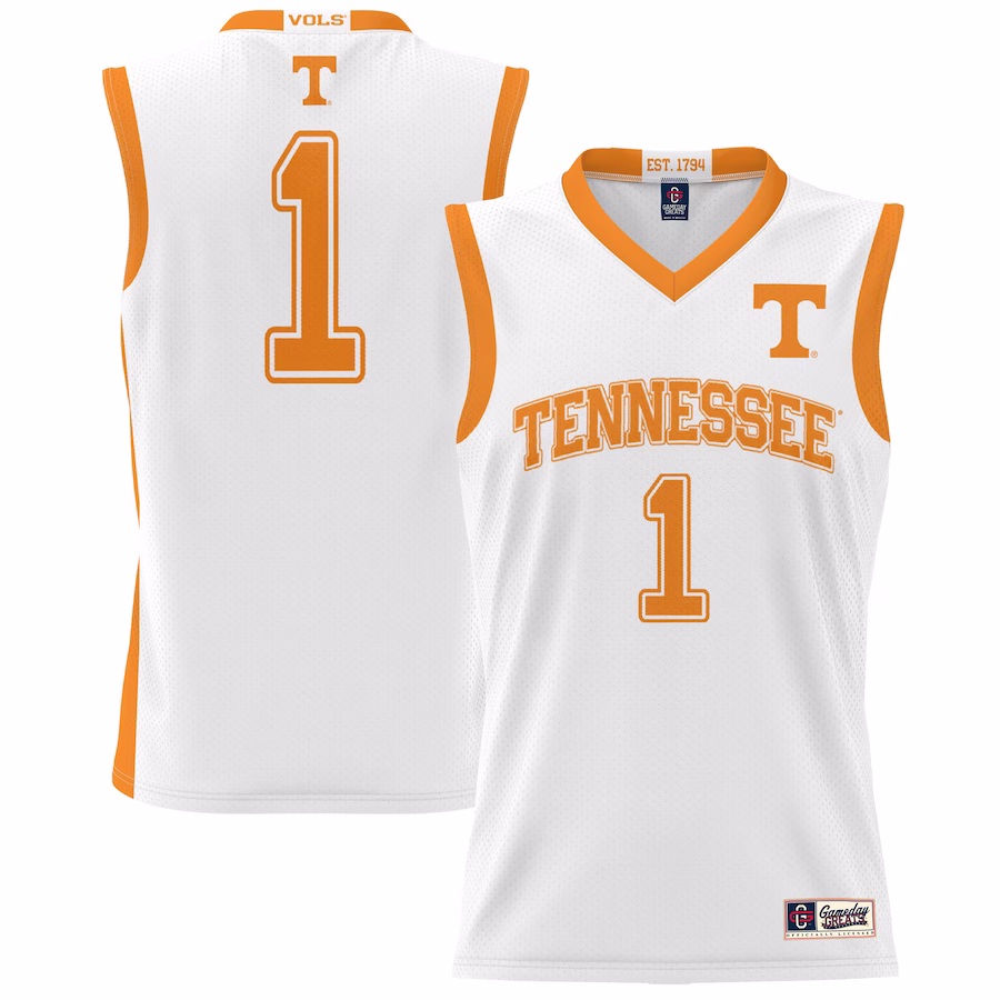 #1 Tennessee Volunteers GameDay Greats Youth Lightweight Basketball Jersey - White - Puhuasuan