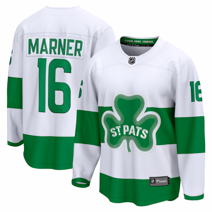 Men's Toronto Maple Leafs Mitch Marner Fanatics White St. Patricks Alternate Premier Breakaway Player Jersey - Puhuasuan