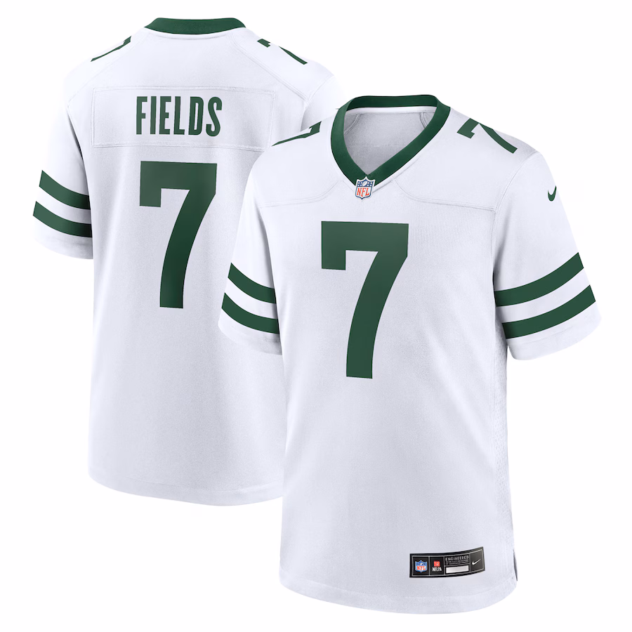Men's New York Jets Justin Fields Nike Legacy White Game Jersey - Puhuasuan