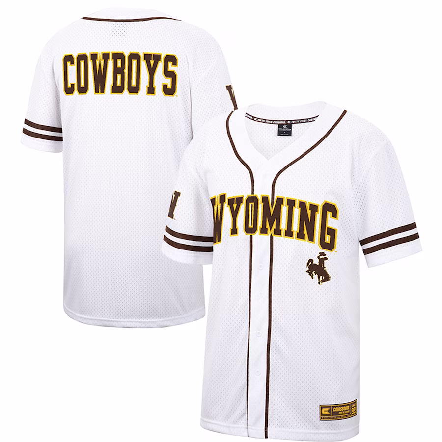 Wyoming Cowboys Colosseum Free Spirited Mesh Button-Up Baseball Jersey - White - Puhuasuan