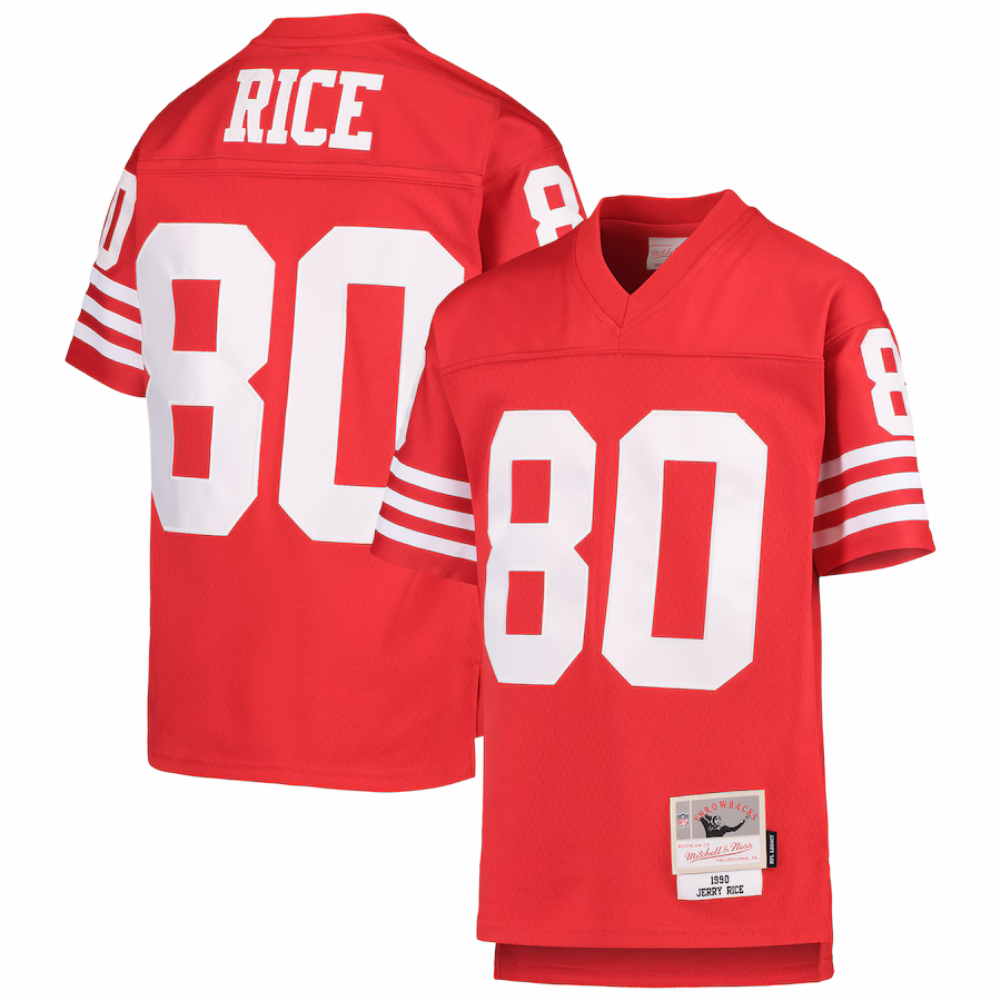 Youth San Francisco 49ers Jerry Rice Mitchell & Ness Scarlet 1990 Legacy Retired Player Jersey - Puhuasuan