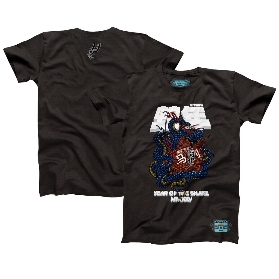 Unisex San Antonio Spurs NBALab x Hyperfly Heather Black Year of the Snake Lunar New Year Collection T-Shirt - Puhuasuan