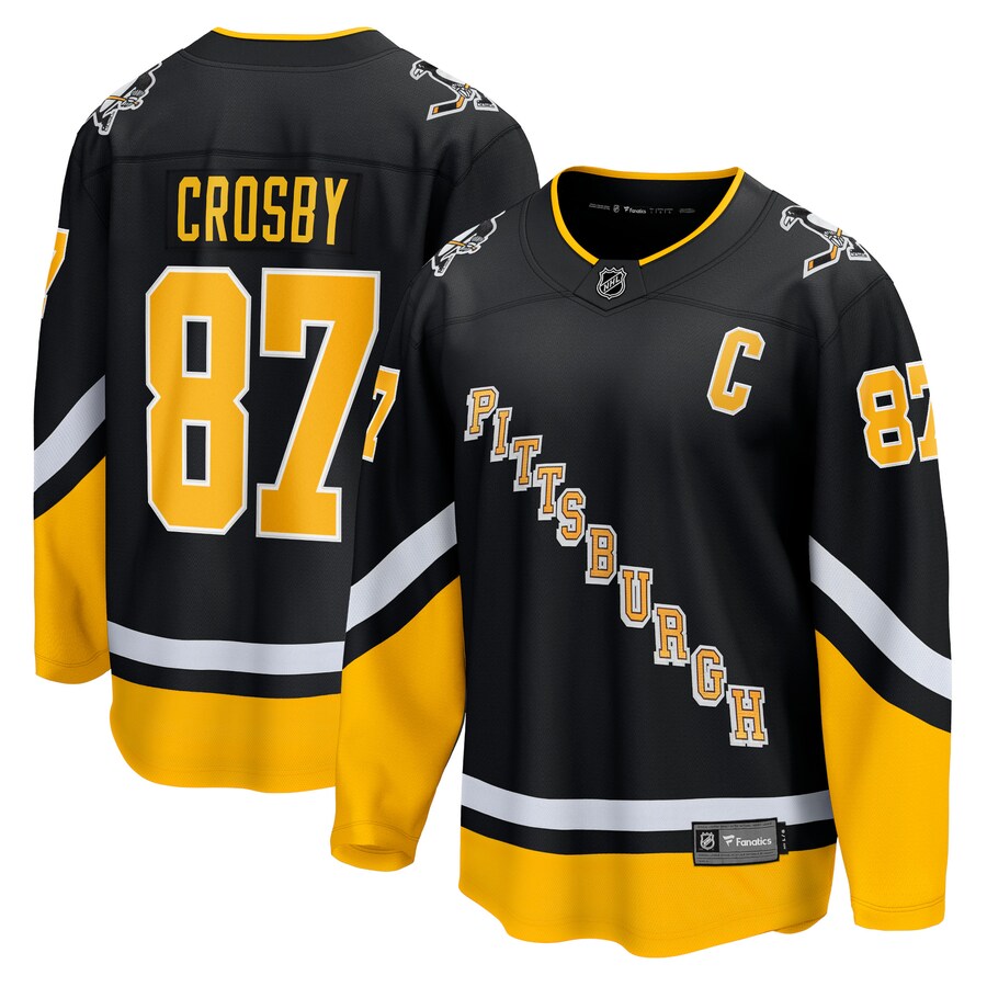 Men's Pittsburgh Penguins Sidney Crosby Fanatics Branded Black 2021/22 Alternate Premier Breakaway Player Jersey - Puhuasuan
